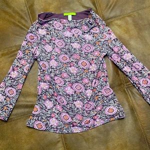 Sigrid Olsen floral sheer lined blouse size Medium